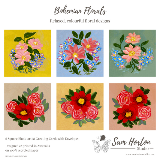 Bohemian Florals | 6 Pack Greeting Cards