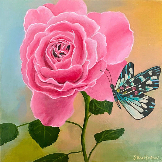 "Shy Pink Rose" | Original Artwork - Sam Horton Studio