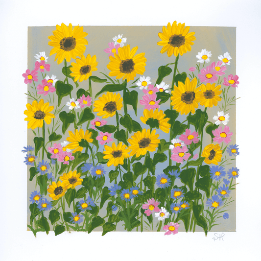 "Wildflowers with Dwarf Sunflowers" | Original Artwork - Sam Horton Studio