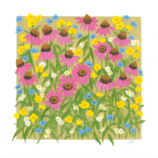 "Wildflowers with Pink Echinacea" | Original Artwork - Sam Horton Studio